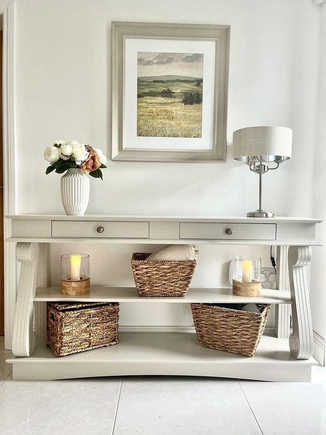 Console table with shelf and two drawers