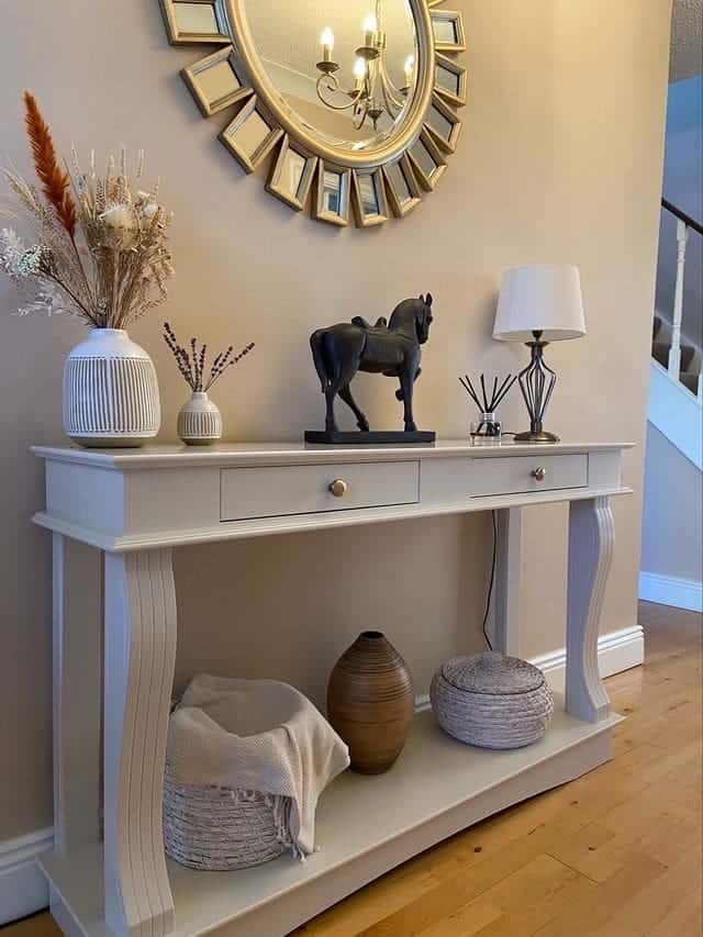 Light coloured custom console table