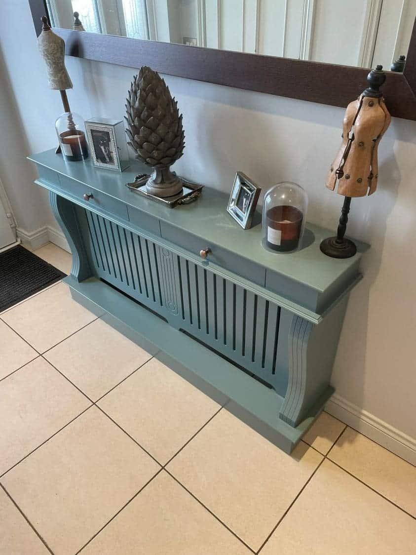 Radiator cover with grill and drawers