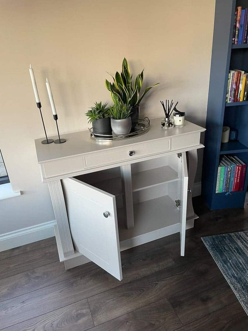 sideboard with open doors