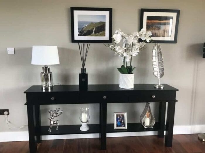 Brightly lit Console table