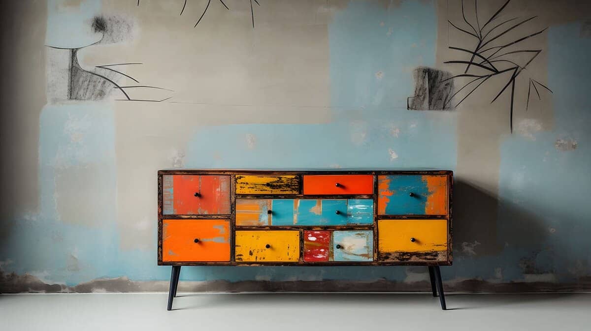 Shabby chic hand painted finish