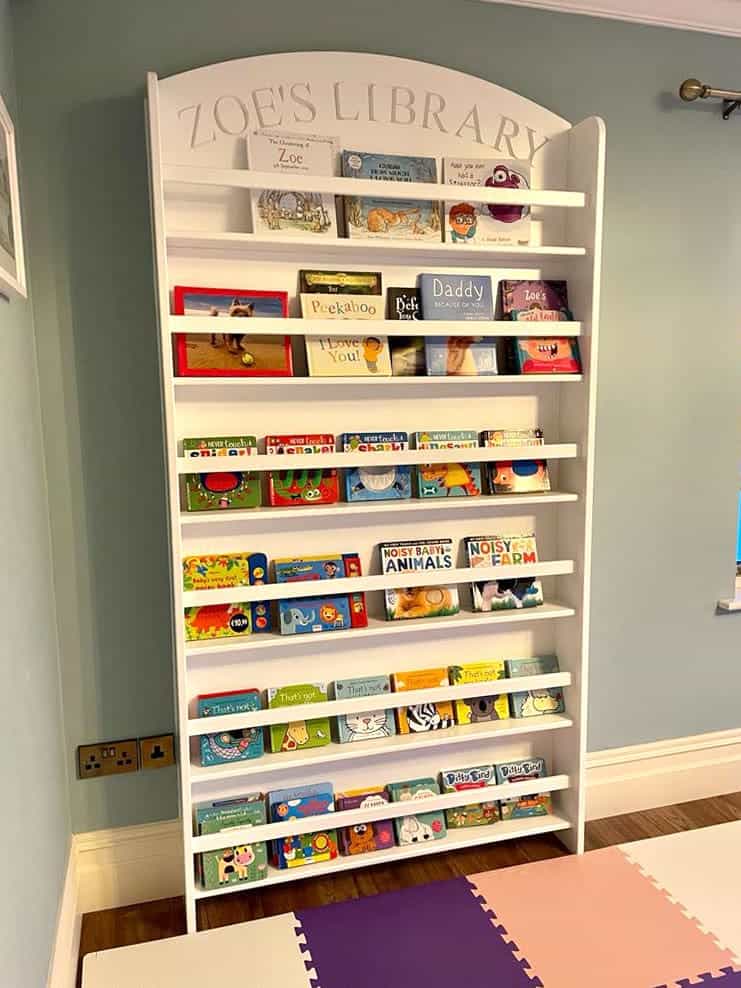 Custom-made bespoke bookshelf for children's books.