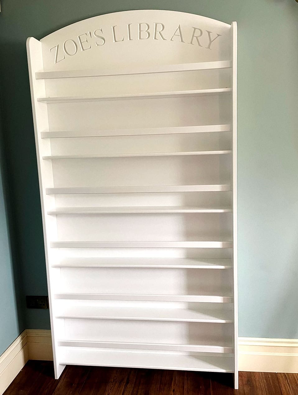 Large child's book case painted white