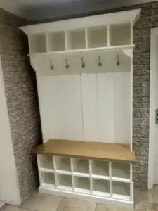 Mid-century modern coat and show storage unit