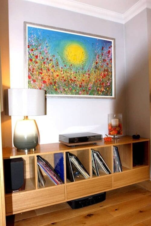 Oak wood record unit. Made to fit exactly into an alcove