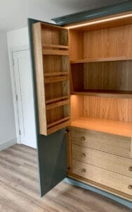 Kitchen larder unit with oak spice racks