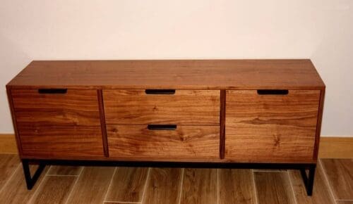 Walnut sideboard with beautiful continuous grain