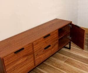 Walnut cabinet with book matched drawers and doors