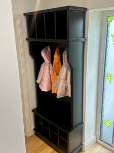 Mud room coat seat
