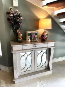 Hallway sideboard with glass doors