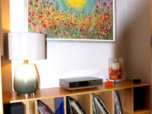 Oak wood record unit. Made to fit exactly into an alcove
