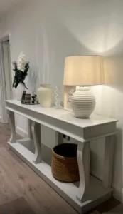 cream console table