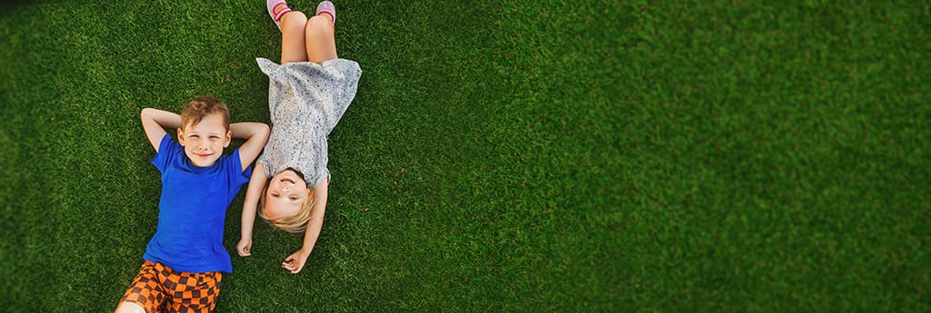 Children in a green environment